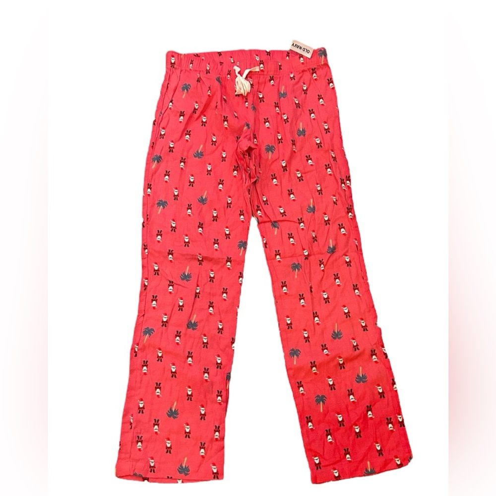 Old Navy Red Women’s Holiday Pajama Bottoms with Tropical Santa Print Size M